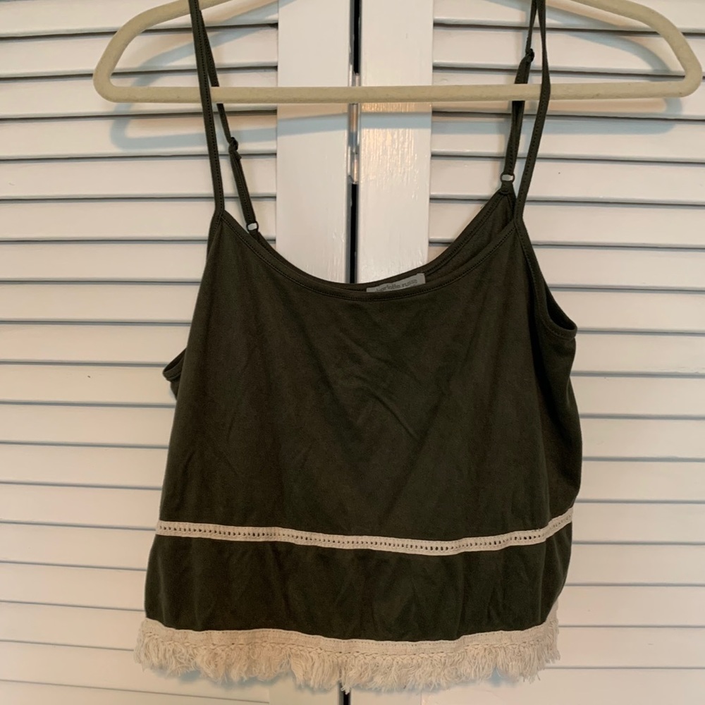 Faux suede boho crop top with fringe